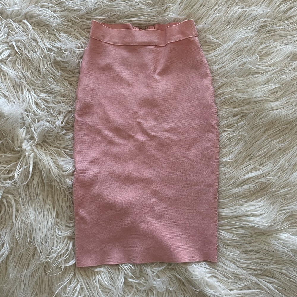 Pencil Bandage Knitted Knee Length Skirt - Apricot Orange